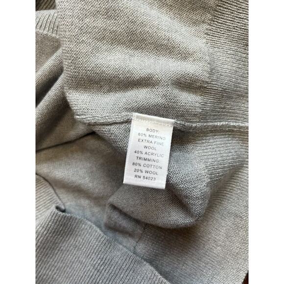 Banana Republic Extra Fine Merino Wool Blend 1/4 Snap Knit Gray Sweater Mens L - Picture 4 of 5